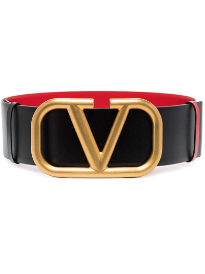 Valentino Garavani Garavani Vlogo Reversible Leather Belt In Red