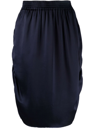 Pre-owned Lanvin 2008 Gathered Tulip Skirt In Blue