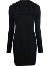 Helmut Lang Ribbed-knit Pima Cotton-blend Mini Dress In Black