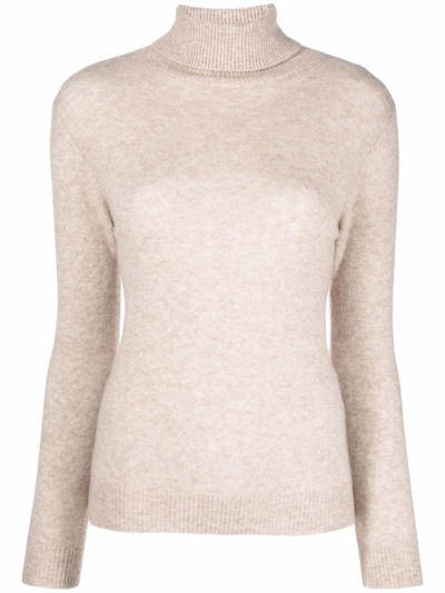 Liska Cashmere-silk Roll-neck Jumper In Neutrals