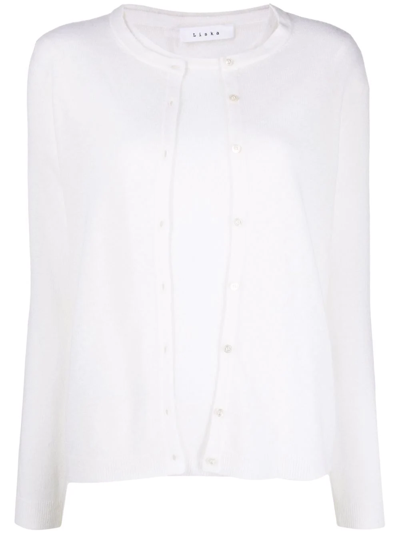 Liska Double-layer Merino-cashmere Cardigan In White