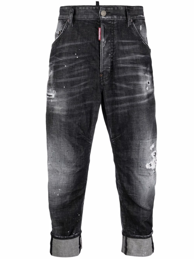 Dsquared2 Logo-patch Denim Jeans In Black