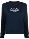Apc Tina Logo-embroidered Cotton Sweatshirt In Blue