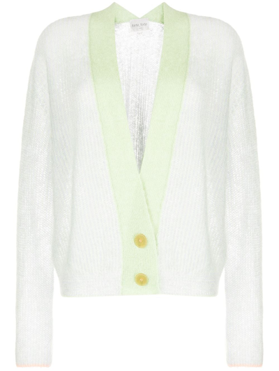 Forte Forte Ribbed-knit Two-tone Cardigan In Green