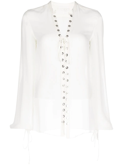 Dion Lee Eyelet Sheer Lace Top In White