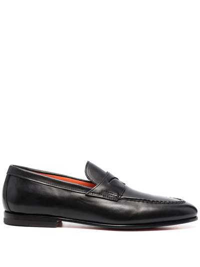 SANTONI LEATHER PENNY LOAFERS