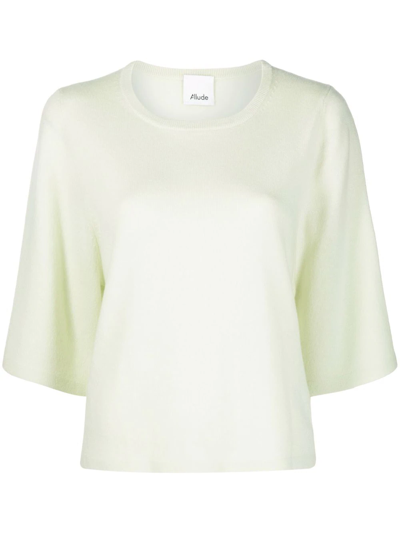 Allude Knitted Wool-cashmere Top In Yellow