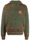 Amiri Bandana-jacquard Cotton And Cashmere-blend Hoodie In Green