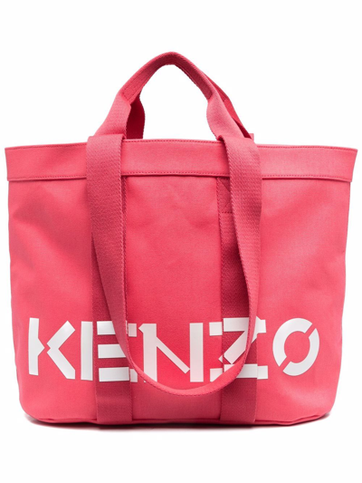 Kenzo Logo-print Tote Bag In Pink