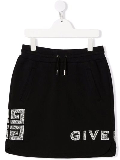 Givenchy Kids' S Cotton Black Girl Short Skirt With Logo With Lace