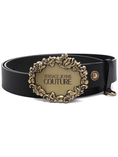 Versace Jeans Couture Baroque-buckle Belt In Black