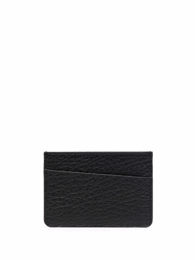 Maison Margiela Grained Leather Cardholder With Signature-stitches In Black