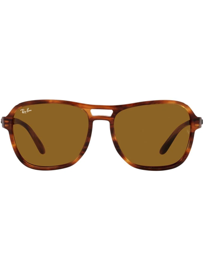 Ray Ban Rb4356 58mm State Side Square Sunglasses In Strip Havana