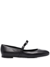 Ferragamo Lizz Leather Ballerina Shoes In Black