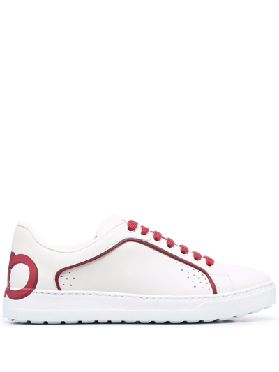 Ferragamo Manhattan Gancini-print Sneakers In White