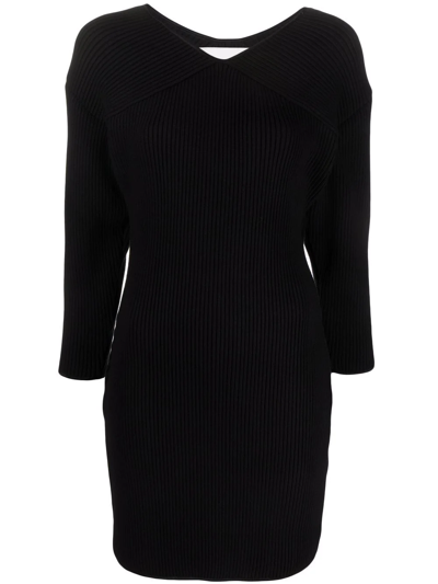 Rodebjer Ribbed-knit V-neck Dress In Black