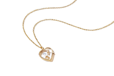 Loquet Pure Love Necklace In Yellow Gold,white Diamonds,moonstone