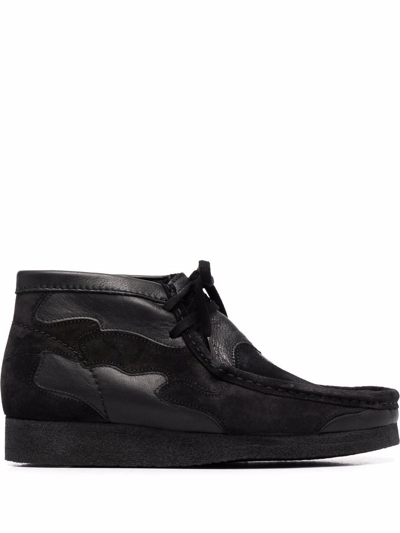 Clarks Originals Wallabee Patch Camouflage Boots In Black