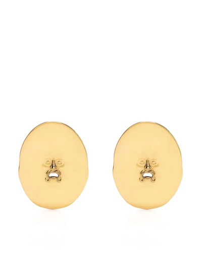 Patou Face Oval Stud Earrings In Gold