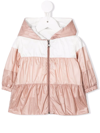 Moncler Colour Block Hooded Jacket In Pink