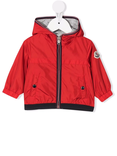 Moncler Babies' Logo Patch Hooded Jacket In Red