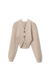 Alexander Wang Back Knot Cardigan In Cashmere Wool In Light Oatmeal Melange
