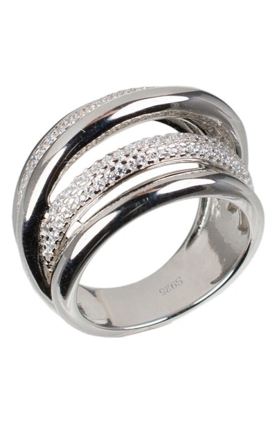 Cz By Kenneth Jay Lane Pave Cz Multi-row Criss-cross Band Ring In Clear/silver
