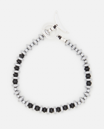 Mikia Hematite And Onyx Bracelet In Silver