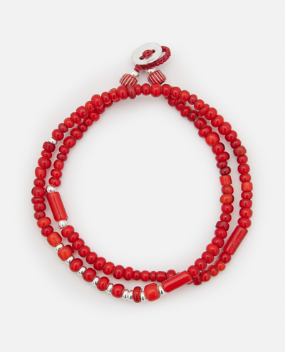Mikia White Hearts Bracelet In Red