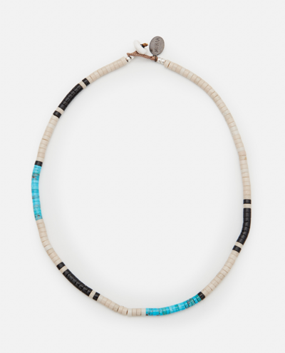 Mikia Fossil Jasper  And Turquoise Heishi  Bracelet In Azure