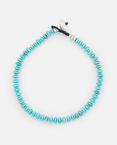 Mikia Silver And Turquoise  Heishi  Bracelet In Azure