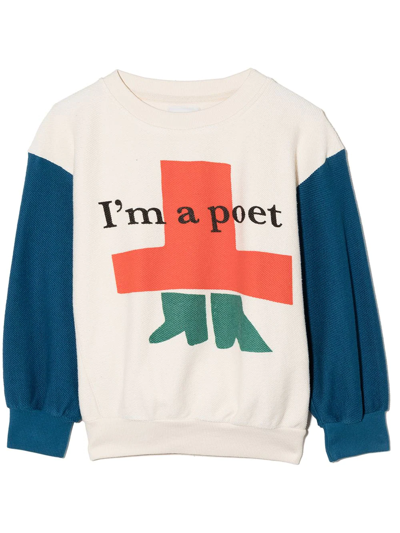Bobo Choses Kids' Ivory Sweatshirt For Boy With Writing In White