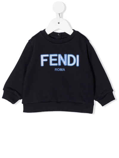 Fendi Babies' Embroidered-logo Sweatshirt In Black