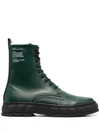 Viron 1992 Apple-leather Lace-up Combat Boots In Green