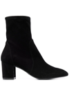 Stuart Weitzman Niki Stretch-suede Sock Boots In Black