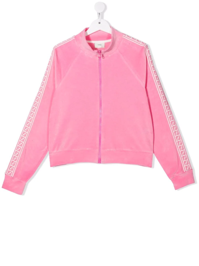 Fendi Teen Ff Stripe Track Jacket In Pink