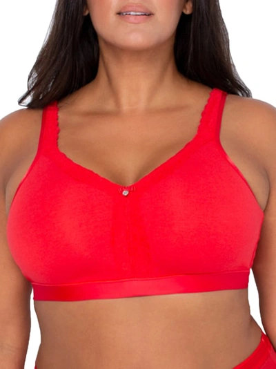 Curvy Couture Cotton Luxe Wire-free Bra In Diva Red