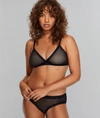 Dkny Sheer Stripe Bralette Dk7626 In Black