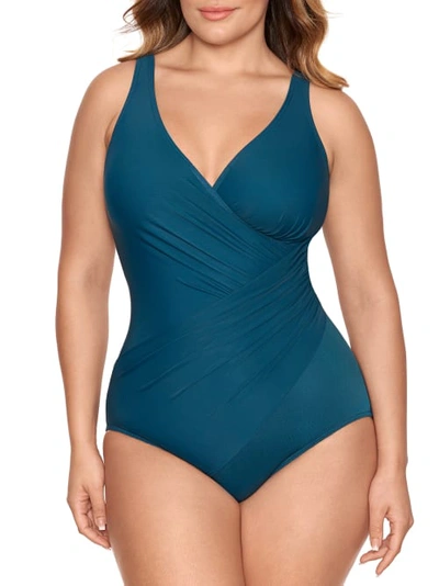 Miraclesuit Dd Cup Must Haves Oceanus Draped Allover-slimming One-piece Swimsuit Women's Swimsuit In Nova
