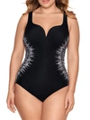 Miraclesuit Plus Size Warp Speed Temptress One-piece Swimsuit In Black,white
