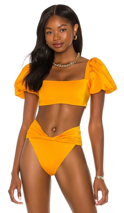Agua Bendita Calista Arabella Bikini Top In Yellow
