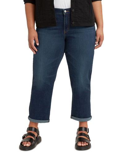 Levi's Trendy Plus Size Boyfriend Jeans In Cobalt Lay