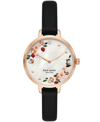 KATE SPADE KATE SPADE NEW YORK METRO TWO-HAND BLACK LEATHER WATCH, 34MM