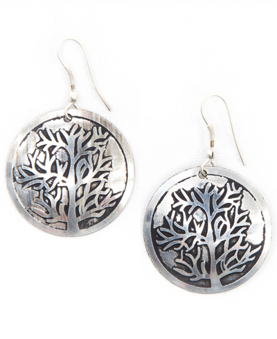 Matr Boomie Women's Tree Of Life Drop Earrings In Silver Tone