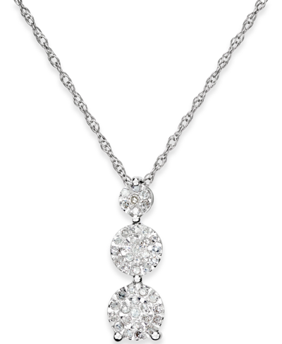 Macy's Diamond Trio Pendant Necklace (1/5 Ct. T.w.) In Sterling Silver In White