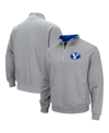 COLOSSEUM MEN'S COLOSSEUM HEATHERED GRAY BYU COUGARS TORTUGAS TEAM LOGO QUARTER-ZIP JACKET