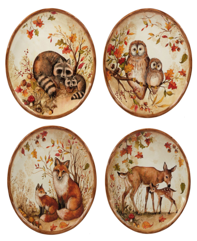 Certified International Pine Forest Set Of 4 Dessert Plate In Multicolor
