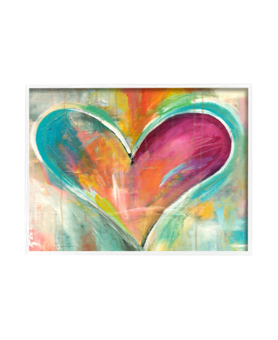 Stupell Industries Abstract Colorful Textural Heart Painting White Framed Giclee Texturized Art, 24" X 30" In Multi-color