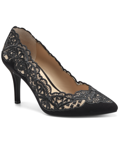 Inc International Concepts Women's Zitah Embellished Pointed Toe Pumps, Created For Macy's Women's Shoes In Black Lace