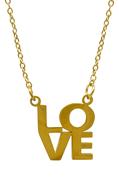 Adornia 14k Gold Plated Stainless Steel Love Block Pendant Necklace In Yellow